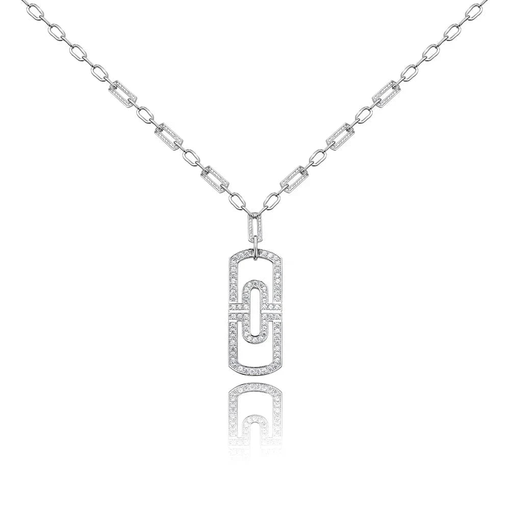Simple Fashion Large Chain Long Paper Clip Necklace Men And Women Lovers Style Inlaid Zircon Jewelry Wholesale