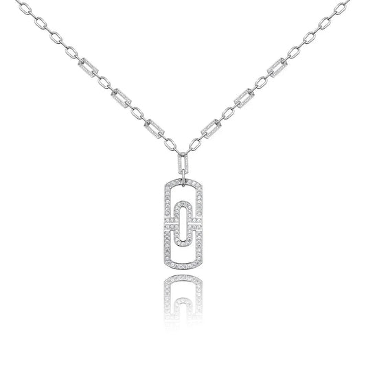 Simple Fashion Large Chain Long Paper Clip Necklace Men And Women Lovers Style Inlaid Zircon Jewelry Wholesale