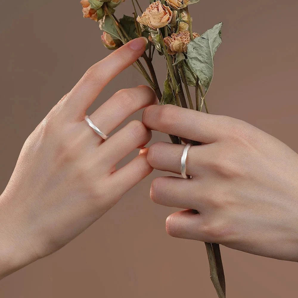 Simple Frosted Twist Pattern S999 Sterling Silver Open Adjustable Lover Couples Rings For Women Jewelry Accessories YB-XY-359
