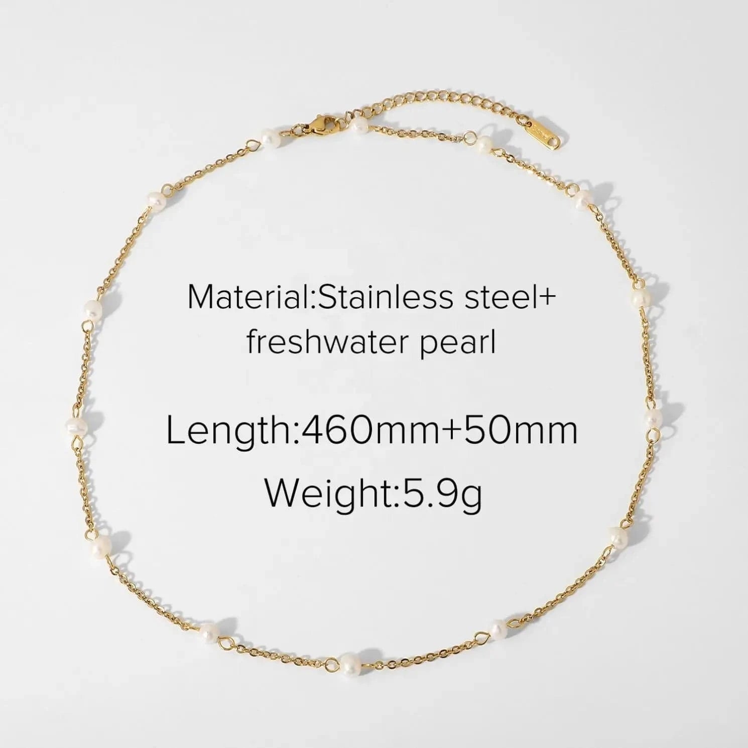 simple / N2507 N2507 New Arrival 18K Gold Plated Pearl Charms Necklace Stainless Steel Link Chain Small Pearl Necklace