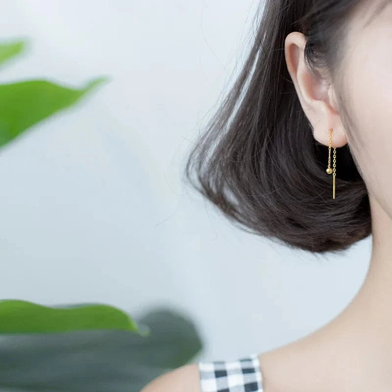 Simple New Trendy Different Size Earline Ball Drop Earrings 925 Sterling Silver Jewelry Gifts