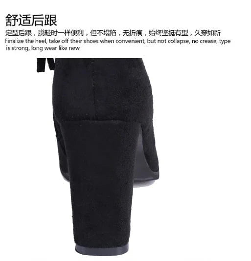 Size 32-43 Autumn/Winter Women's Boots Solid Suede Martin Boots Pointed Thick Heels High Heels Cotton Short Boots