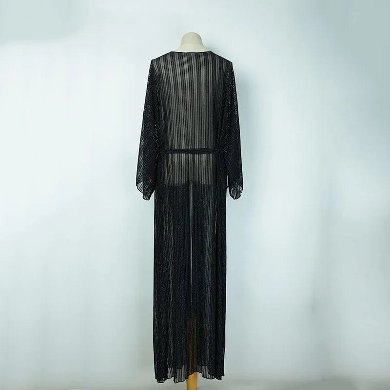 Size fits all / 01 Open Front Beach Tunic See Through Women Swimsuits Half-sleeve Beachwear, Women Sexy Bikini Cover Up Mesh Kimono