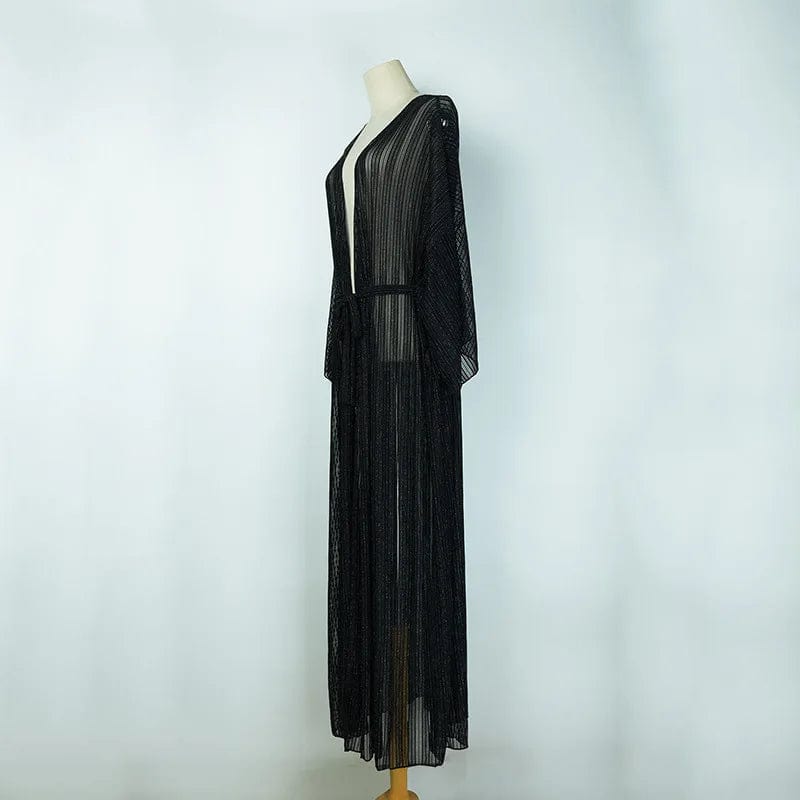 Size fits all / 01 Open Front Beach Tunic See Through Women Swimsuits Half-sleeve Beachwear, Women Sexy Bikini Cover Up Mesh Kimono