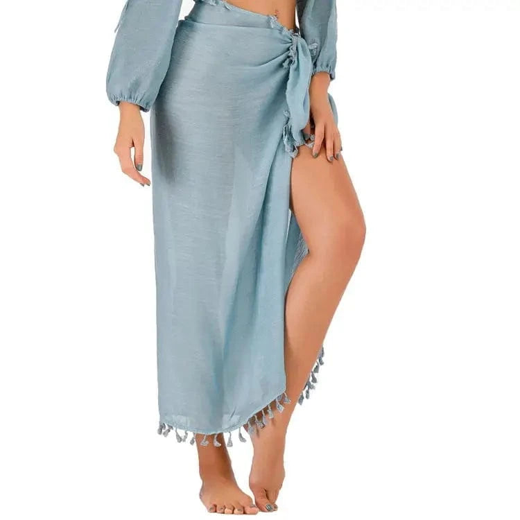 Size fits all / Lake Blue Sarong Beach Cover Up Wholesale Sexy Sarong Skirt Bikini Cover Up Beach Dress