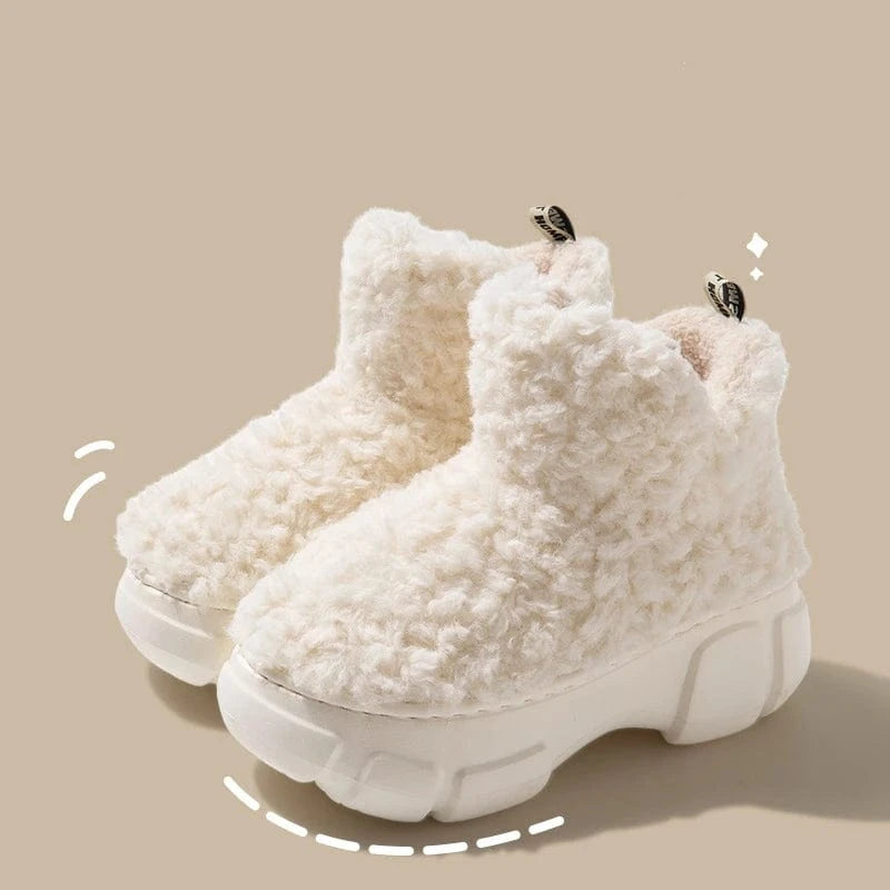 size is run small, pls go up 1 / White 2024 New Arrival Fuzzy Waterproof  Winter Fur EVA Bottom Snow Boots Anti-slip Indooer And Outdoor Women Short Boots
