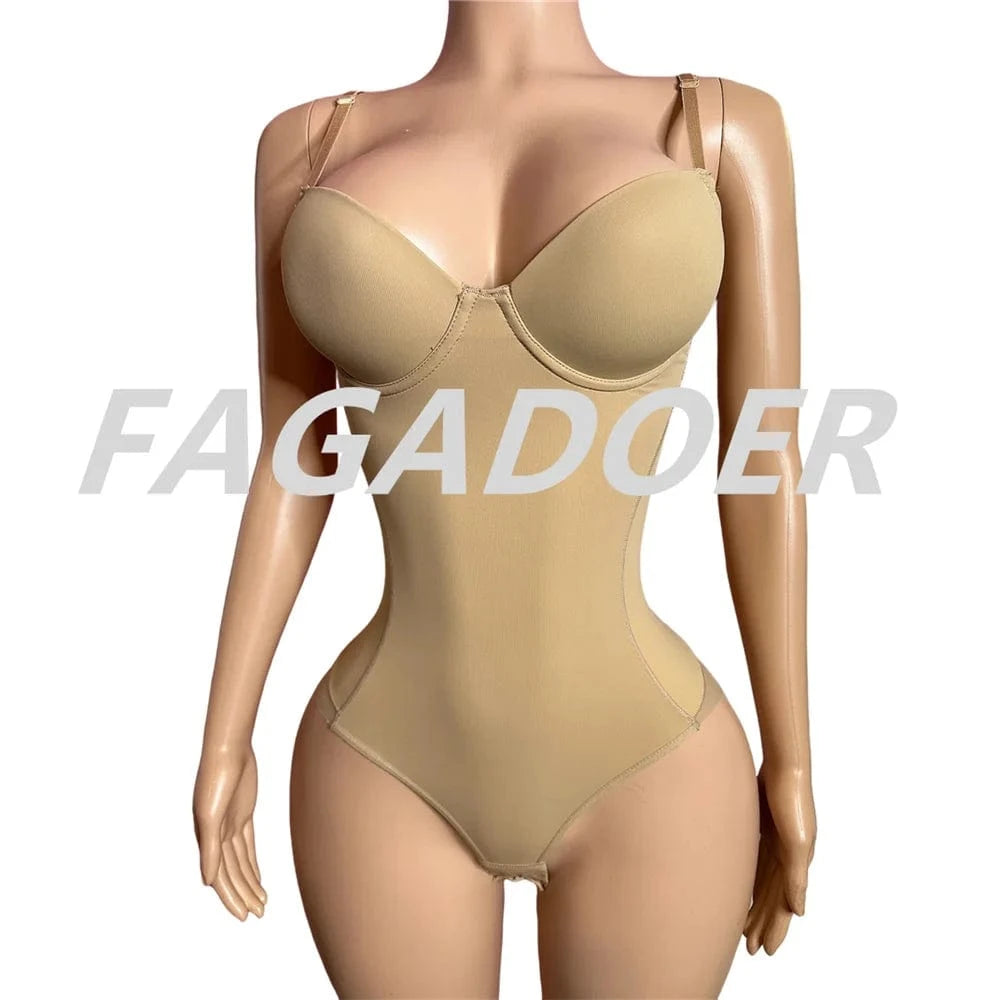 skin / S FAGADOER Sexy Solid V Neck Spaghetti Strap Bodysuits Women Sleeveless Backless High Stretchy Bodycon Rompers Female Clubwear new