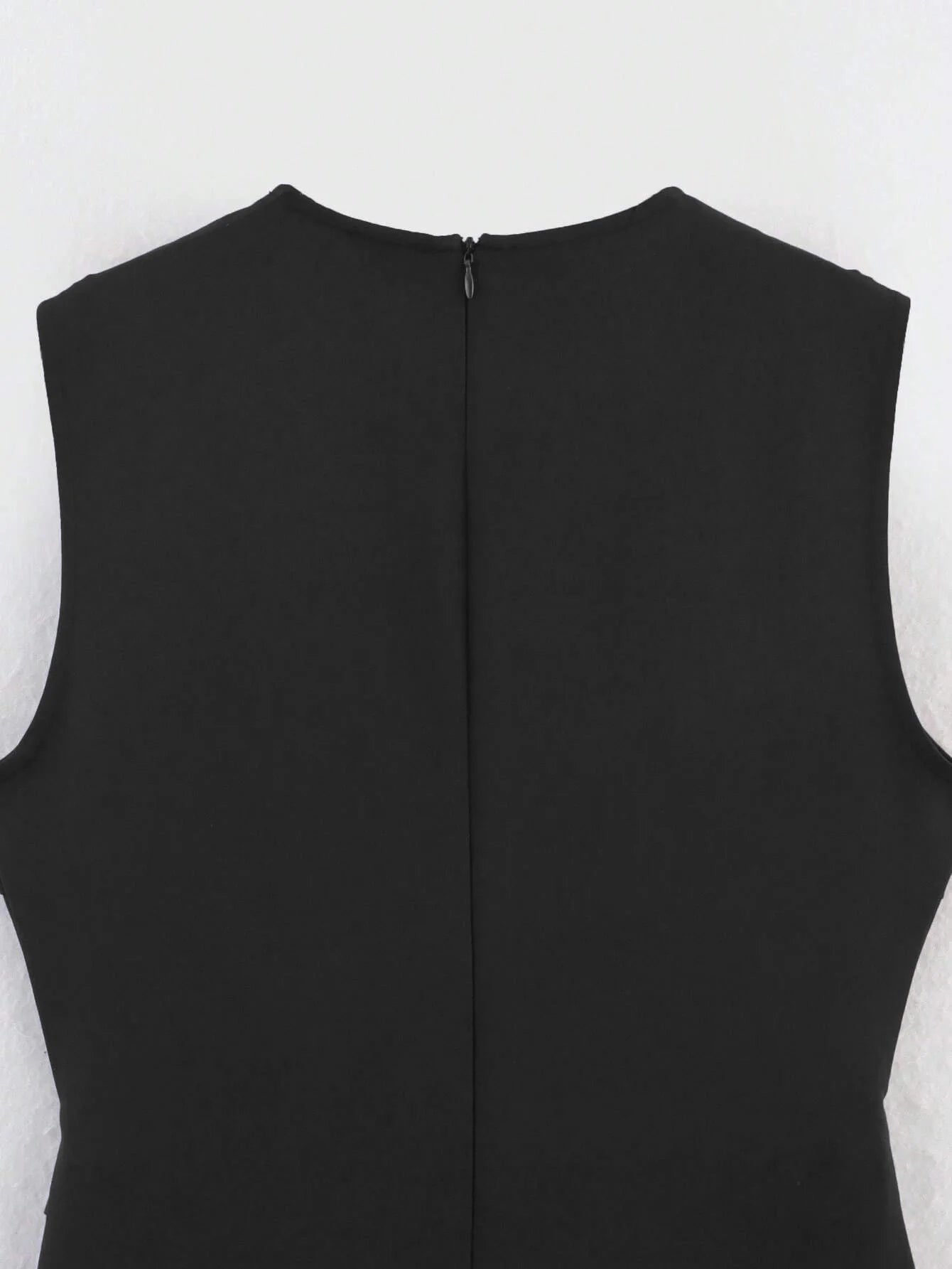 Sleeveless Dress Belted Button Down Front Slit Solid Color Office Elegant Chic Style - SN Wigs & More