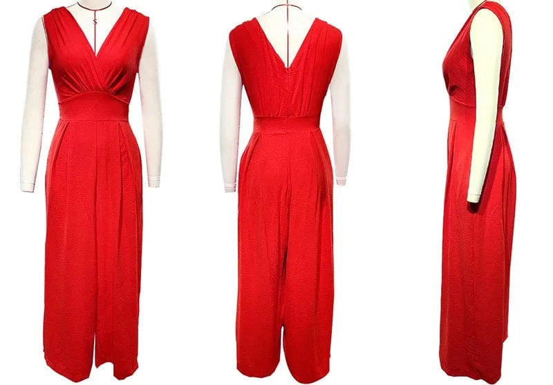 Sleeveless Jumpsuit V Neck Elegant for Womens Dressy Casual 2024 One Piece Romper Outfits