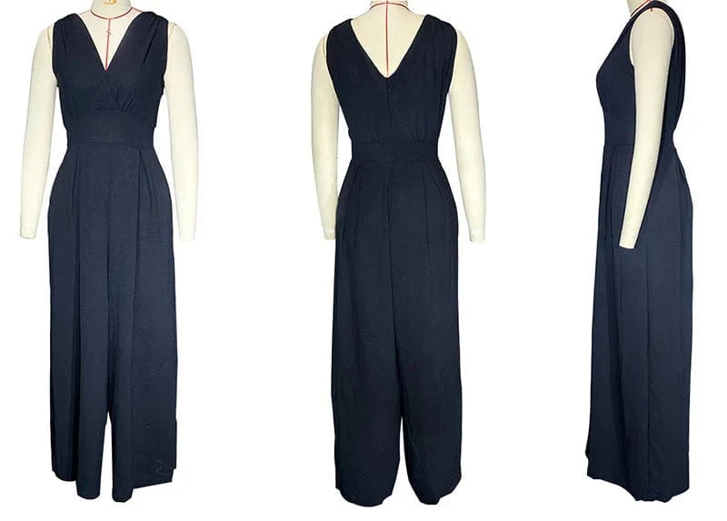 Sleeveless Jumpsuit V Neck Elegant for Womens Dressy Casual 2024 One Piece Romper Outfits