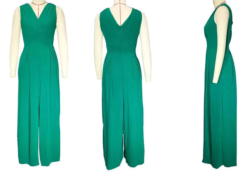 Sleeveless Jumpsuit V Neck Elegant for Womens Dressy Casual 2024 One Piece Romper Outfits
