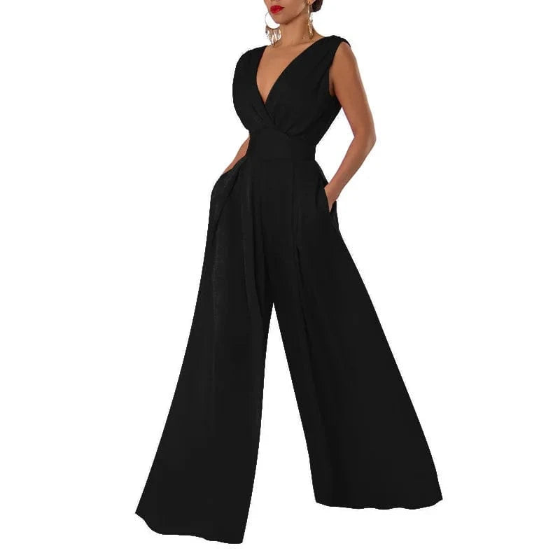 Sleeveless Jumpsuit V Neck Elegant for Womens Dressy Casual 2024 One Piece Romper Outfits