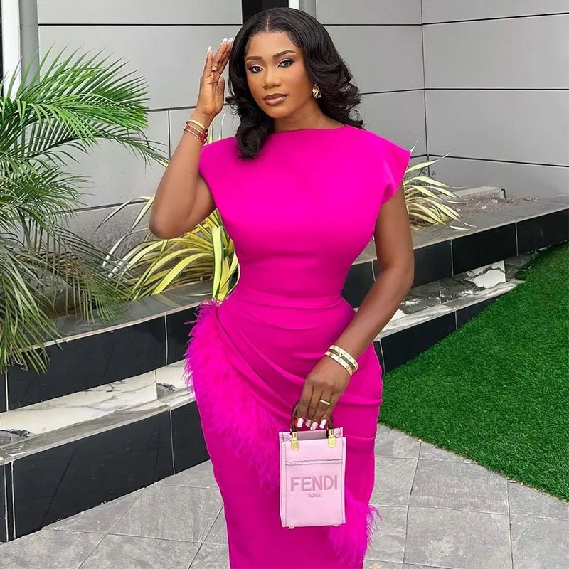Slim Fit Sheath Midi Dress - SN Wigs & More