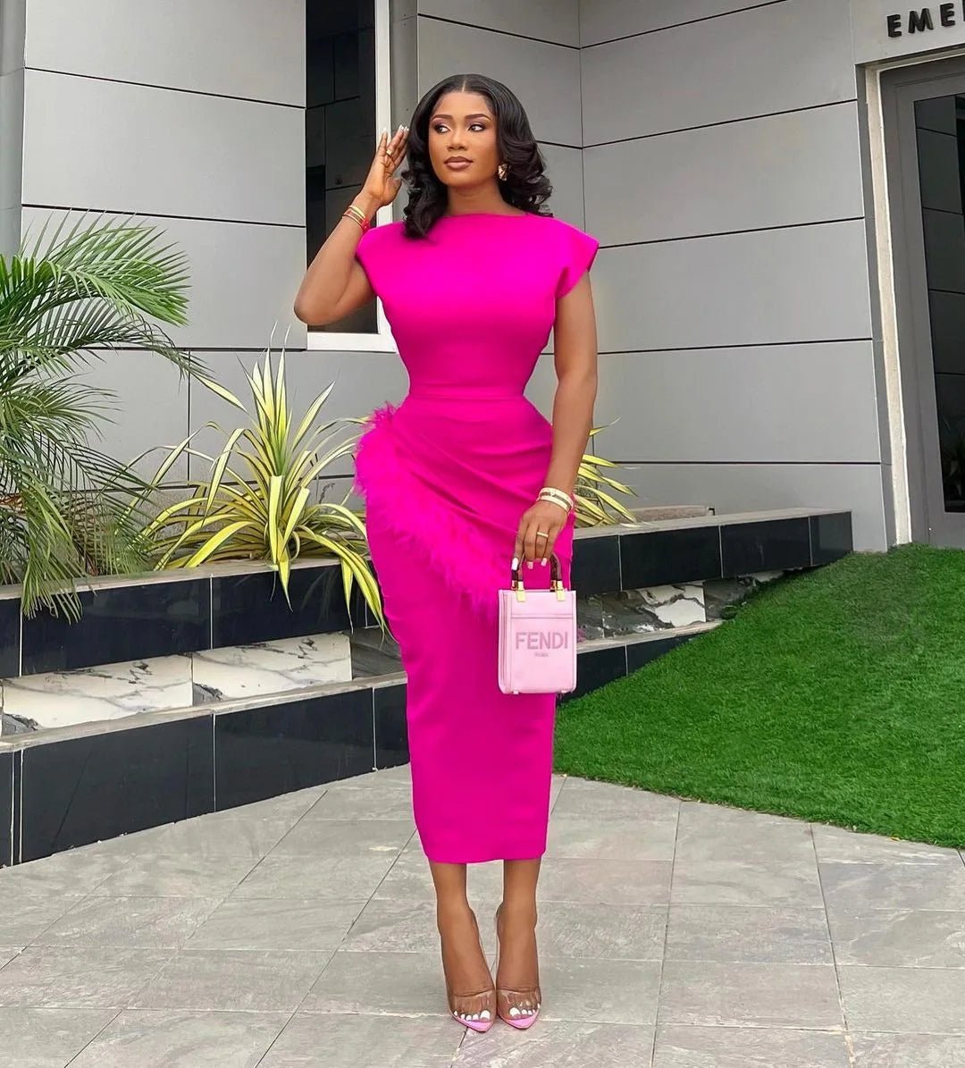Slim Fit Sheath Midi Dress - SN Wigs & More