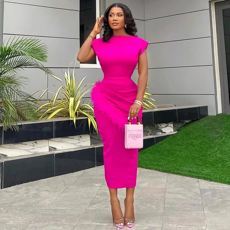 Slim Fit Sheath Midi Dress - SN Wigs & More