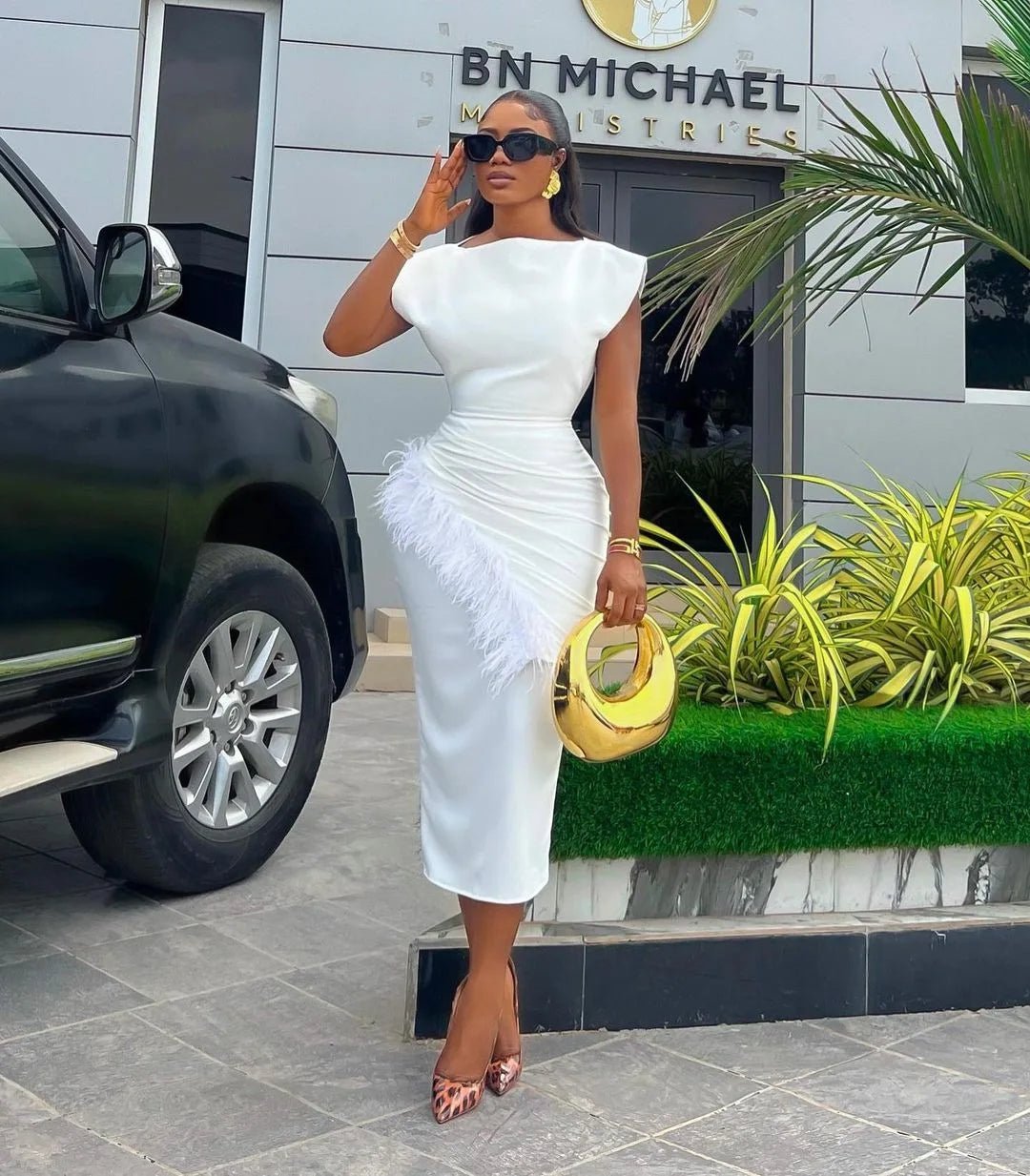 Slim Fit Sheath Midi Dress - SN Wigs & More