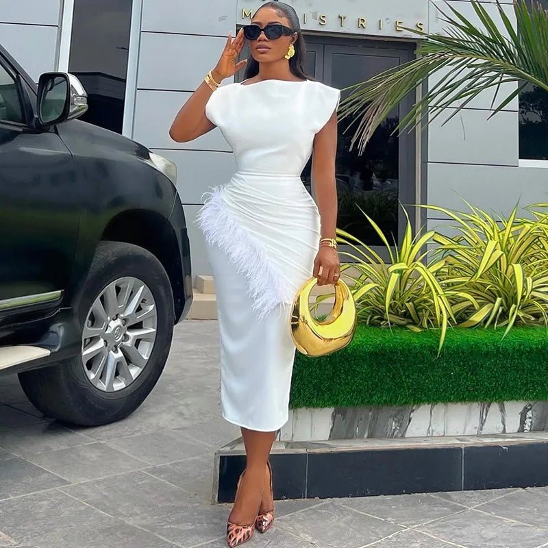 Slim Fit Sheath Midi Dress - SN Wigs & More