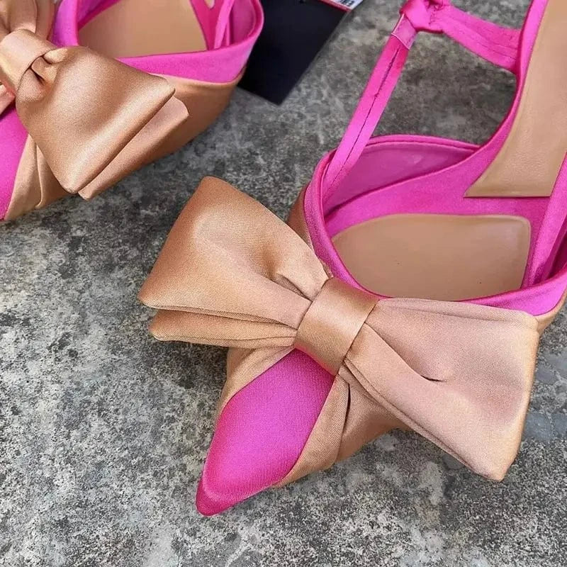 Slingback Escarpin Femme New Color Shoes Fashion Bow Tie Talon Mules for Women Shoes