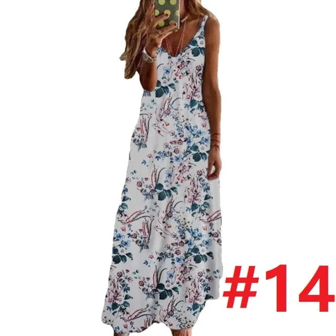 Slip Dress Summer 2024 Bohemian Sleeveless Backless Stylish Floral Casual Maxi Dress Sundresses For Women Evening Dress