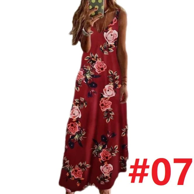 Slip Dress Summer 2024 Bohemian Sleeveless Backless Stylish Floral Casual Maxi Dress Sundresses For Women Evening Dress