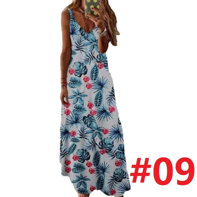 Slip Dress Summer 2024 Bohemian Sleeveless Backless Stylish Floral Casual Maxi Dress Sundresses For Women Evening Dress