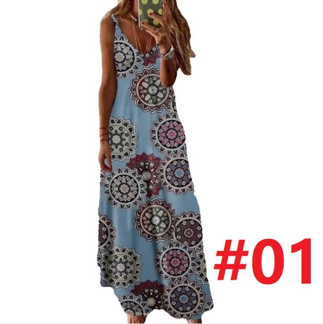 Slip Dress Summer 2024 Bohemian Sleeveless Backless Stylish Floral Casual Maxi Dress Sundresses For Women Evening Dress