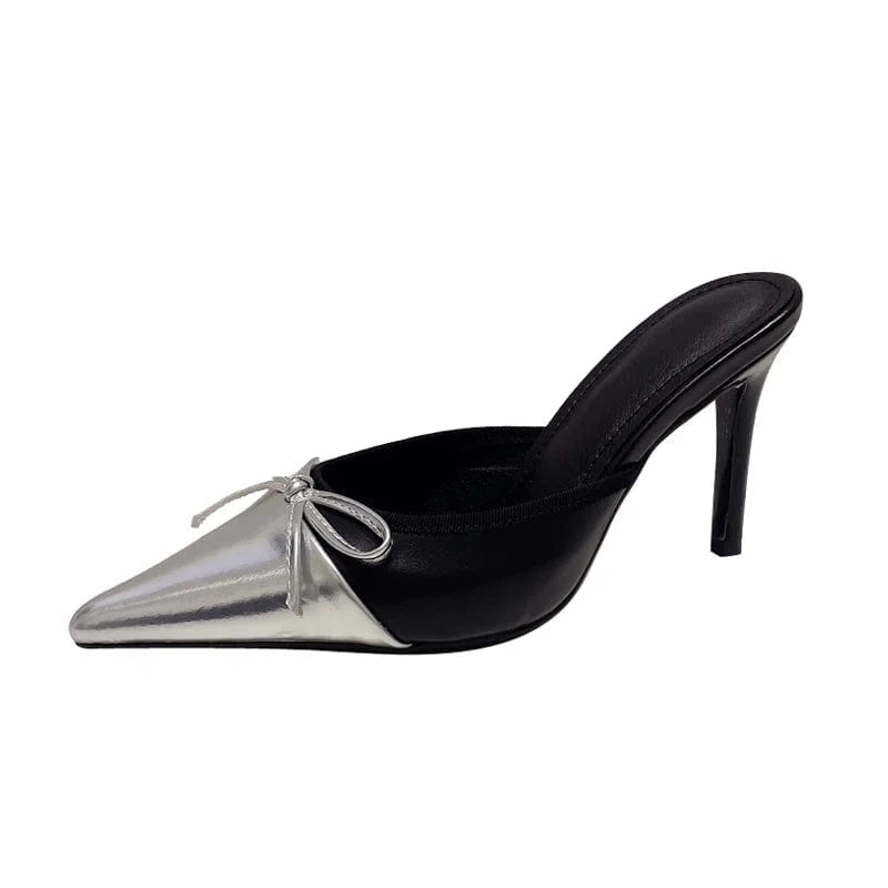 Slip-On Aneikeh Pointed PU Mixed Colors Party Wedding Stiletto Shoes Elegant Fashion Butterfly-knot Pump Women NEW Spring/Summer