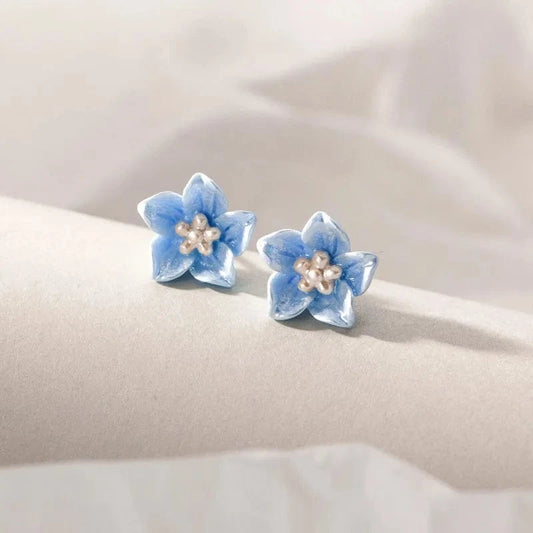 SM-3441 silver 925 Sterling Silver Blue Flower Stud Earrings For Women Gifts Wholesale