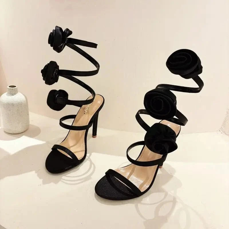 Snake Wrap Trendy Talons Haut Sexy Escarpins Ankle Tie up 2024 New Arrival Heels Sandals for Women