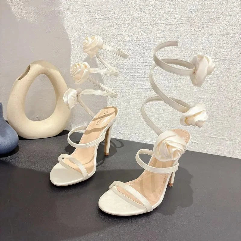Snake Wrap Trendy Talons Haut Sexy Escarpins Ankle Tie up 2024 New Arrival Heels Sandals for Women