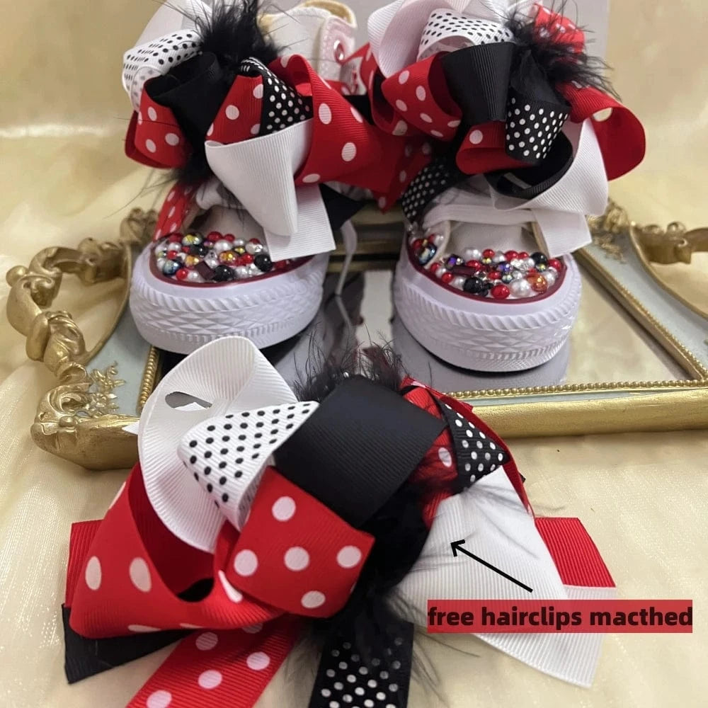 sneakers design 003 / kid size 22 Kids And Mother Candy Canvas Shoes Pearls Sneakers for Girl Birthday Party Wedding Set1
