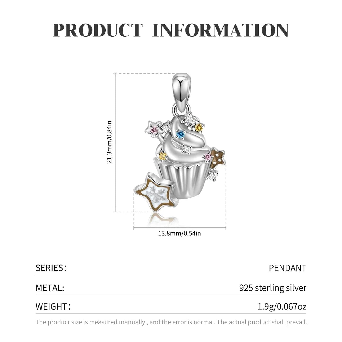 Snowflake Candy Sweet Cake Pendant for Necklace 925 Sterling Silver Fashion Pendant for Women Necklaces Jewelry Christmas Gift