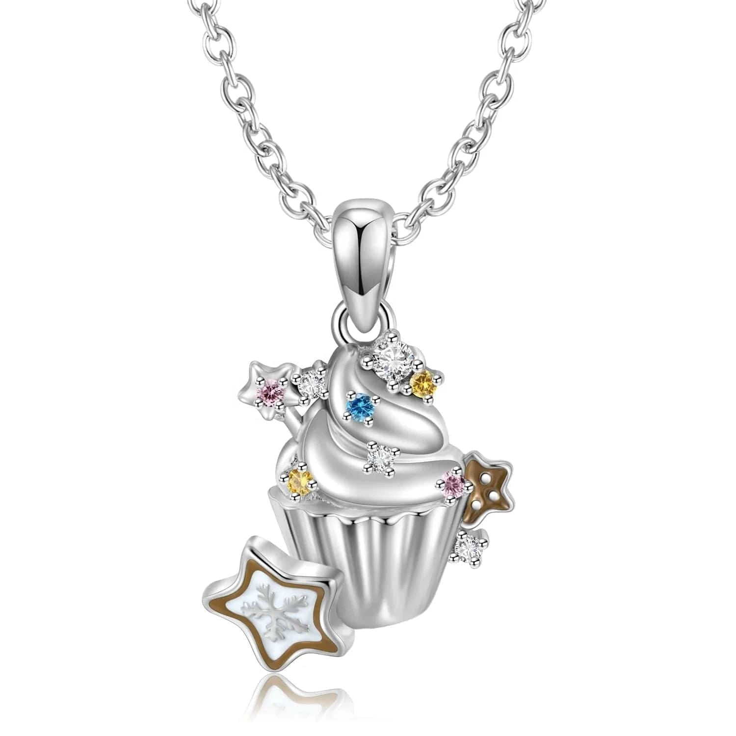 Snowflake Candy Sweet Cake Pendant for Necklace 925 Sterling Silver Fashion Pendant for Women Necklaces Jewelry Christmas Gift