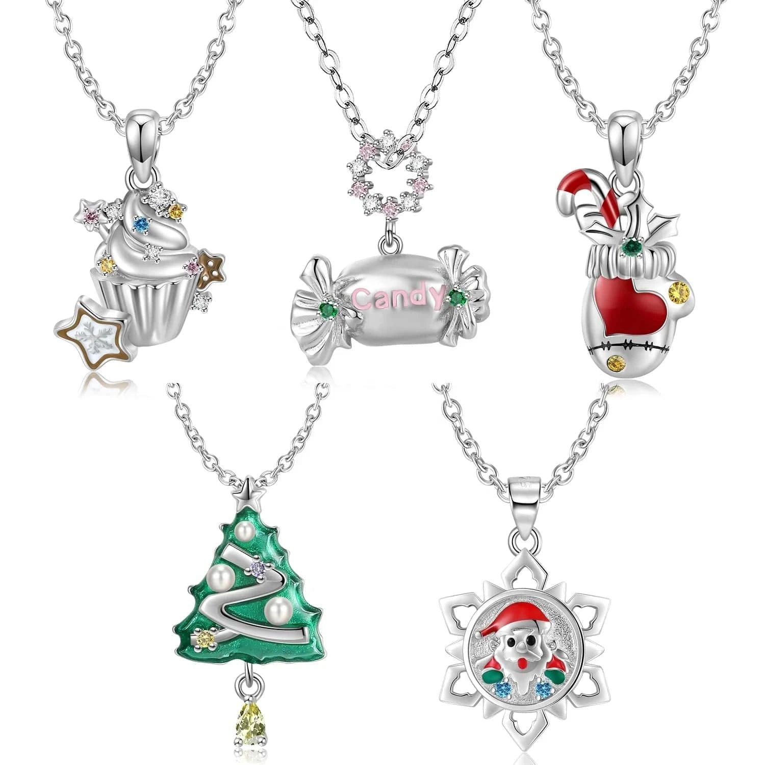 Snowflake Candy Sweet Cake Pendant for Necklace 925 Sterling Silver Fashion Pendant for Women Necklaces Jewelry Christmas Gift