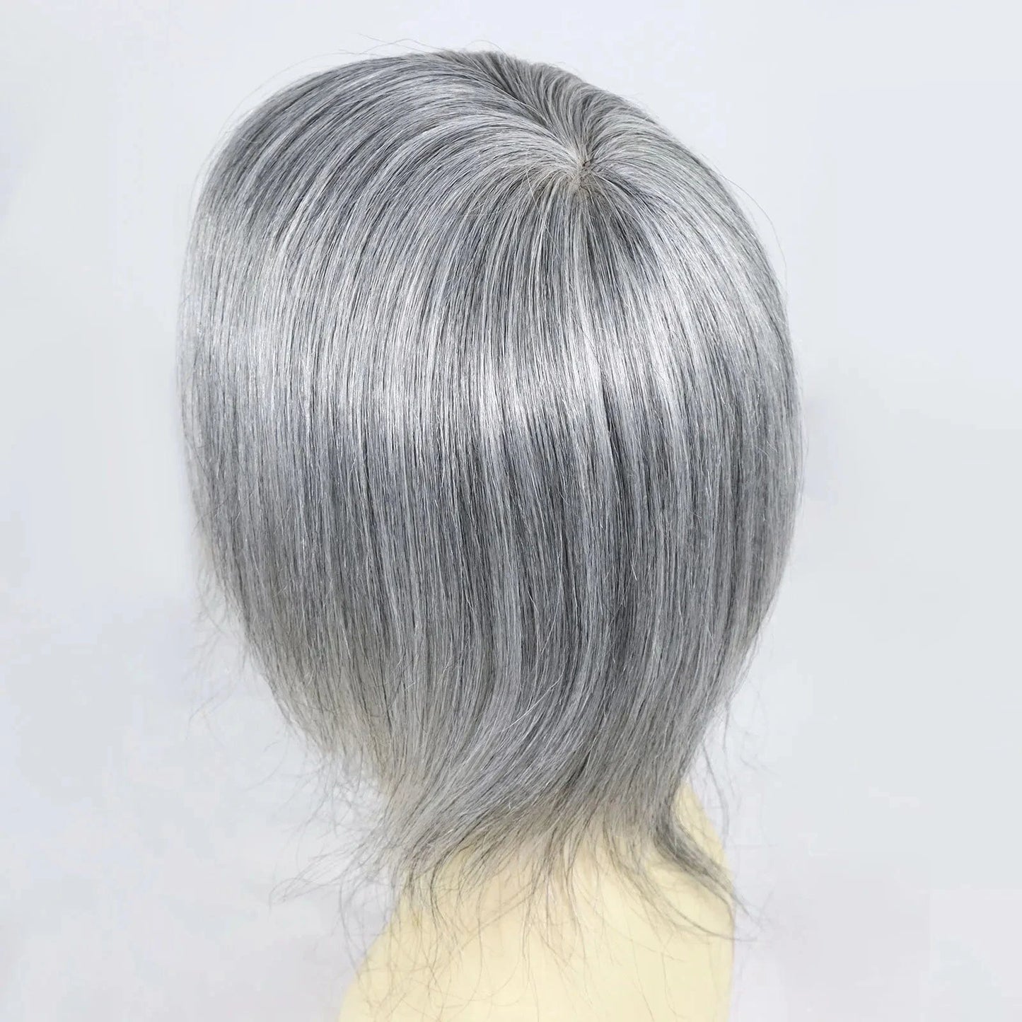Soft Full Swiss Lace Base Cap Toupee 1b80 Grey Natural Human Hair Capillary Prosthesis For Men 10 Inches