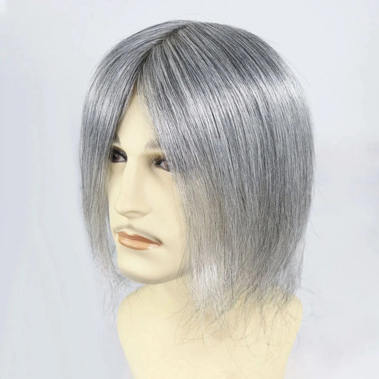 Soft Full Swiss Lace Base Cap Toupee 1b80 Grey Natural Human Hair Capillary Prosthesis For Men 10 Inches