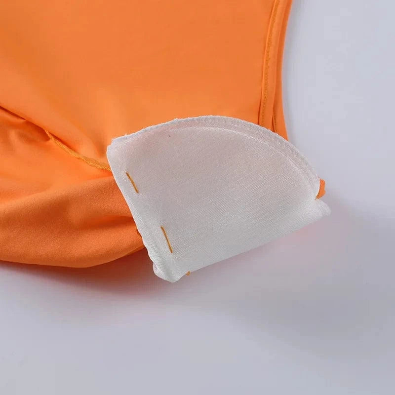 Solid color Padded crop Top Women One Shoulder Long Sleeve Slim Top v neck sexy black women's tank tops