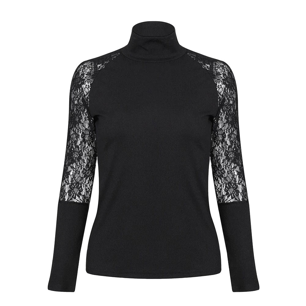 Solid Lace T-shirt Tops for Women Clothing Spring Summer Sexy Basic Shirt Elegant Fashion Long Sleeve Tee Y2K Blusas