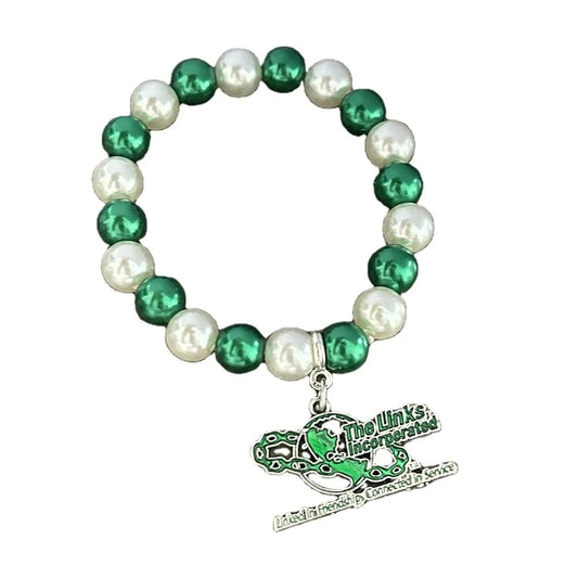 Sorority and Fraternity Fine Fashion Jewelry Bracelets & Bangles LINKS Green and White Pearl Earth Pendant Bracelet Homme Gifts