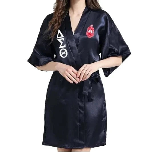Sorority Fraternity Greek ZETA PHI BETA Silk Bathrobe Lace Satin ZPB Free Size Clothes Robe
