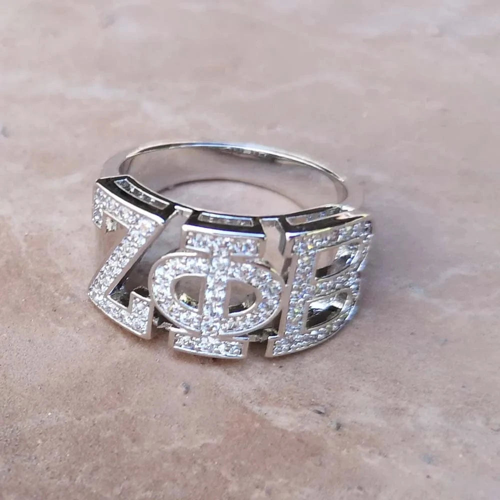 Sorority Fraternity Organization High Quality 925 Silver White Zircon Women GREEK Zeta Phi Beta SORORITY ZPB Finger Ring