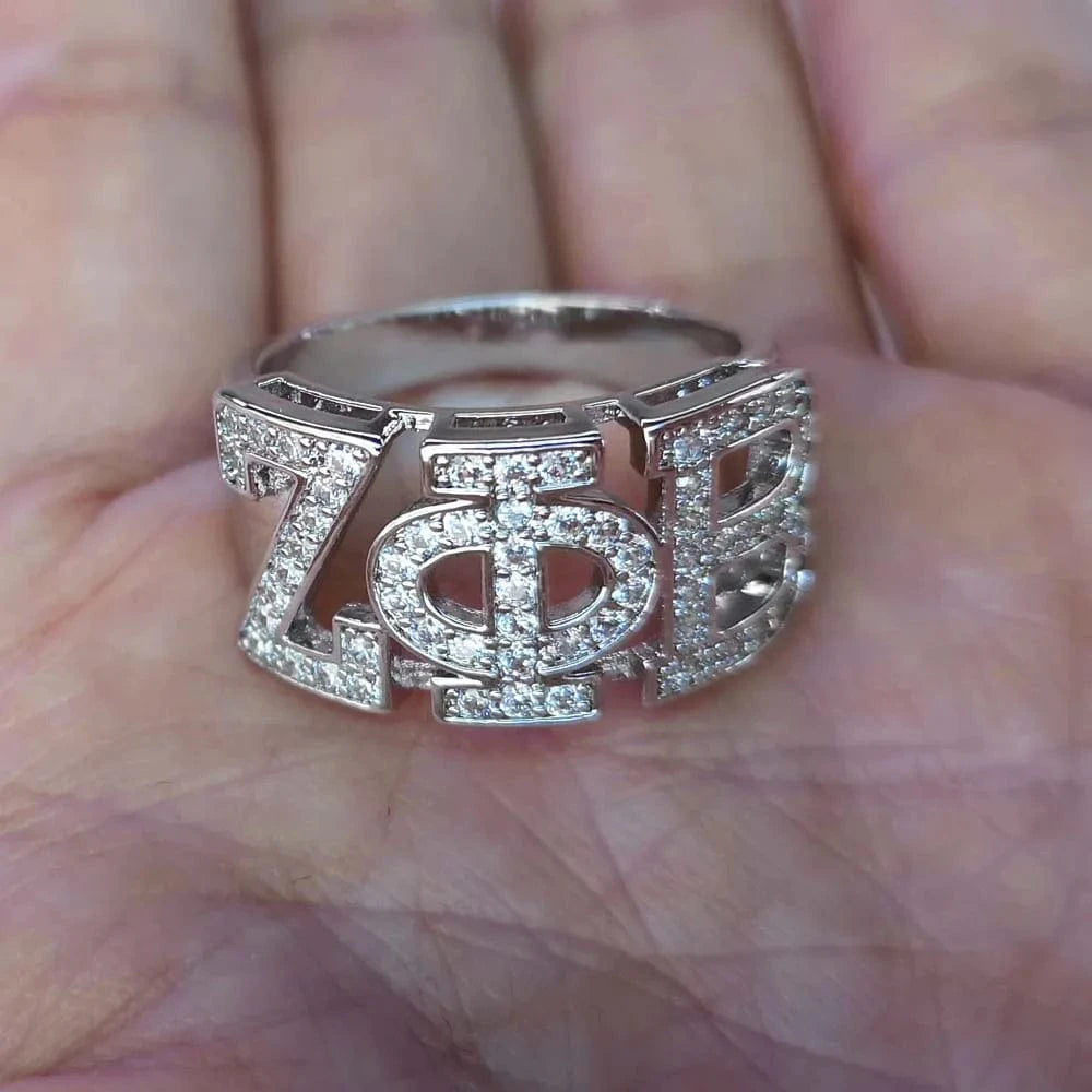 Sorority Fraternity Organization High Quality 925 Silver White Zircon Women GREEK Zeta Phi Beta SORORITY ZPB Finger Ring
