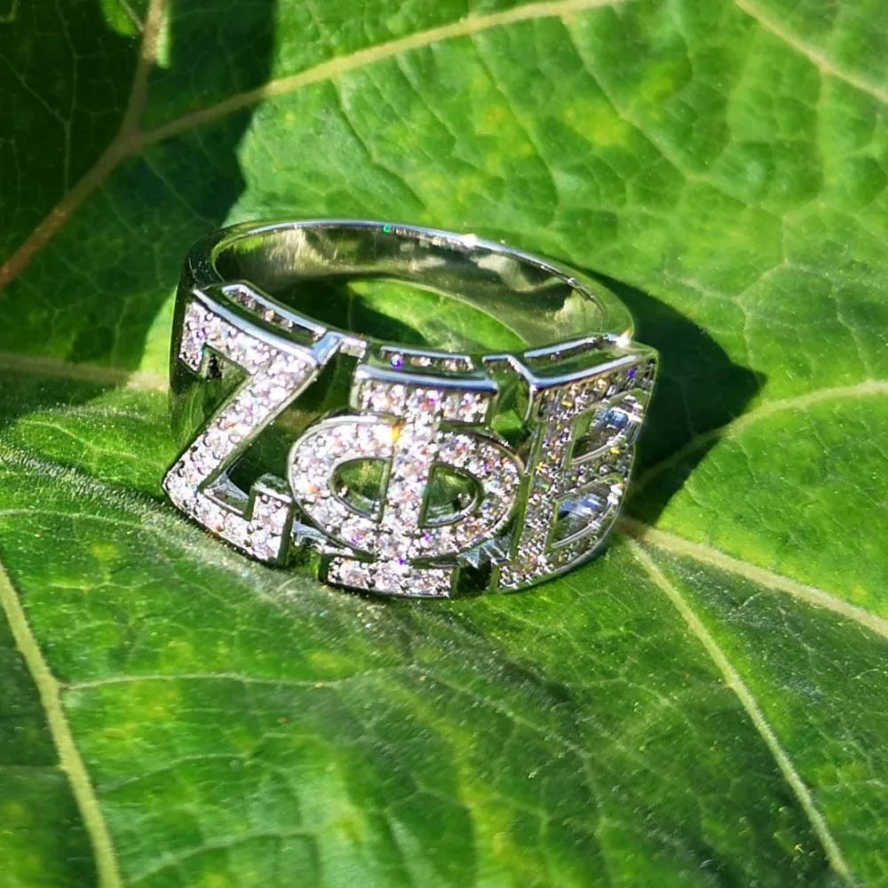 Sorority Fraternity Organization High Quality 925 Silver White Zircon Women GREEK Zeta Phi Beta SORORITY ZPB Finger Ring