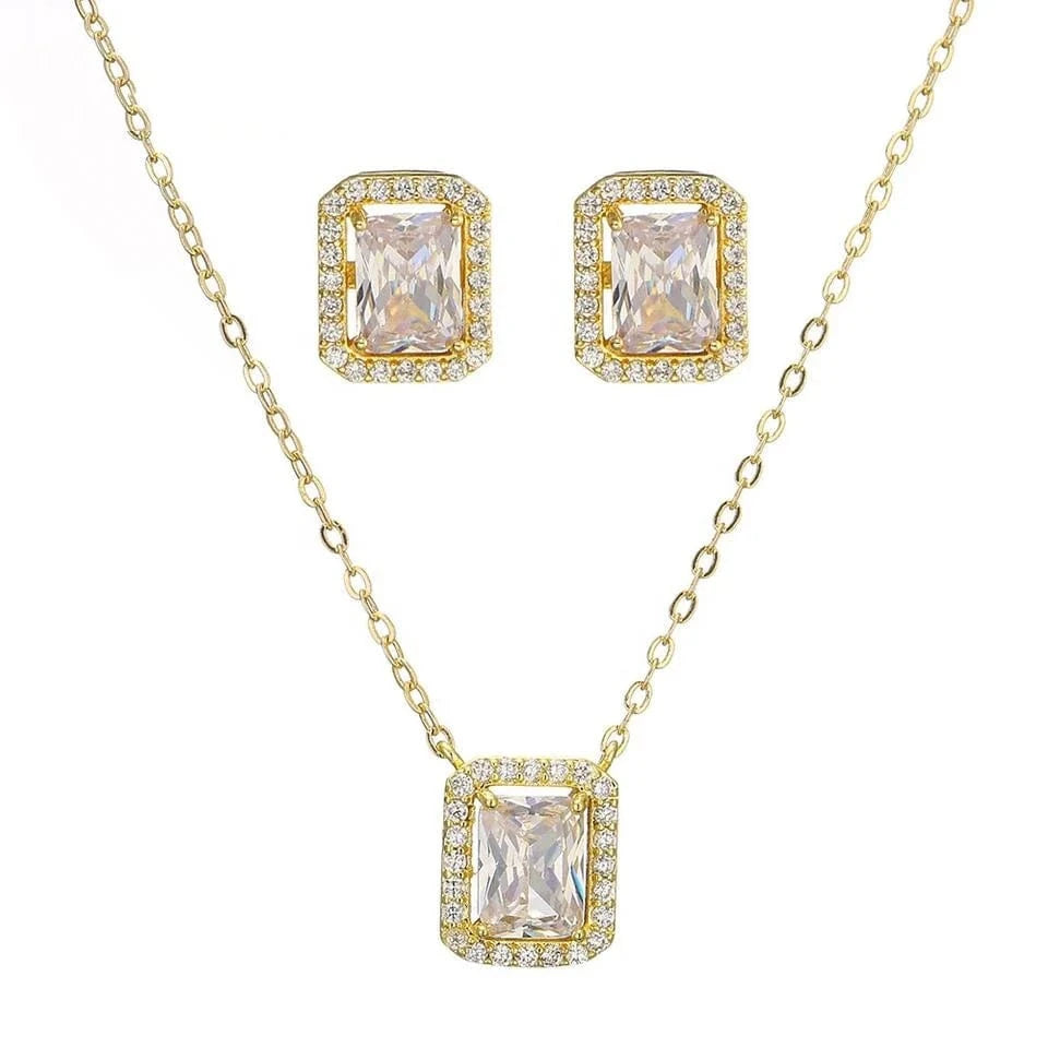 SP3347 gold RAKOL SP3074 New Design 4PCS Leaf Cubic Zircon Necklace Earrings Bracelets And Rings Sets 925 Sterling Silver Jewelry Set Women