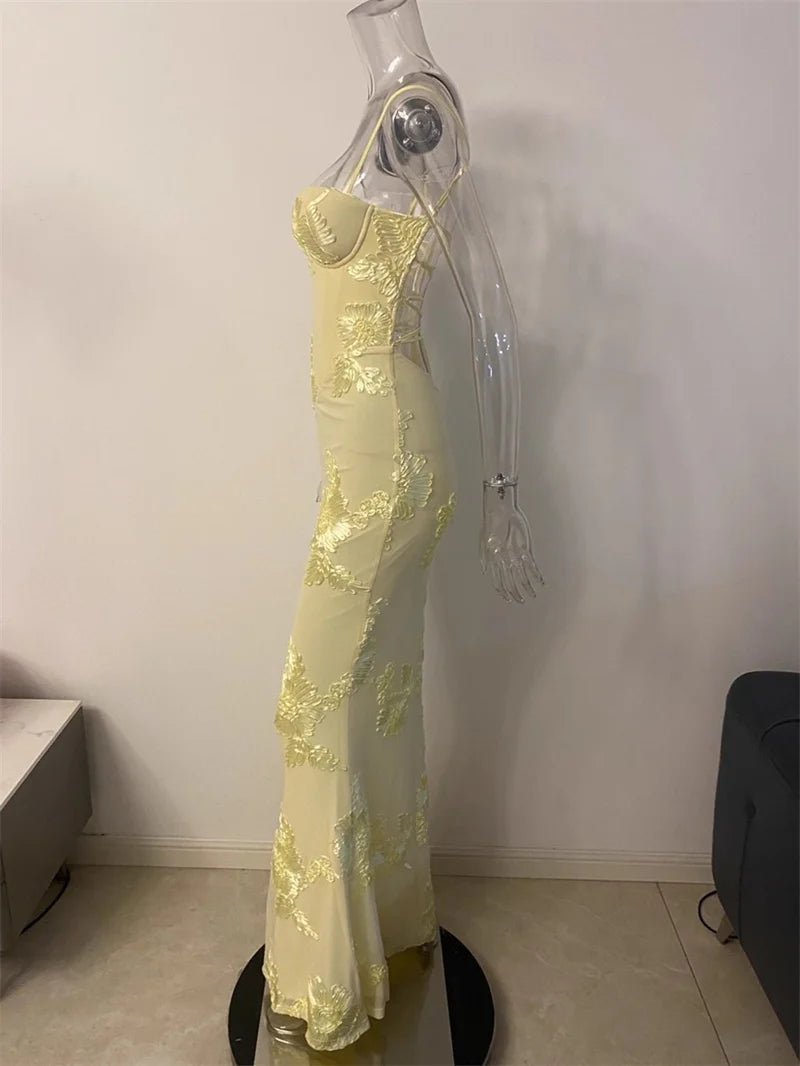 Spaghetti Strap Backless Maxi Dress - SN Wigs & More