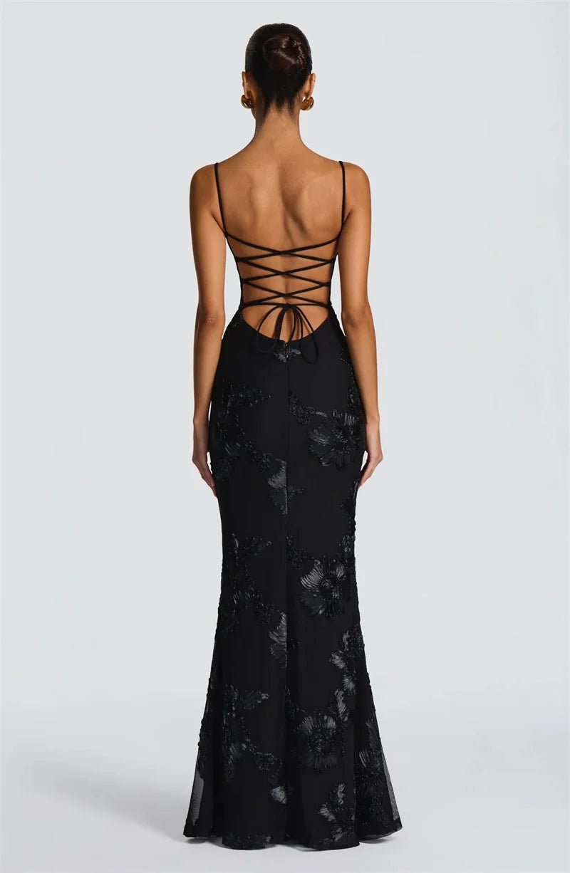 Spaghetti Strap Backless Maxi Dress - SN Wigs & More