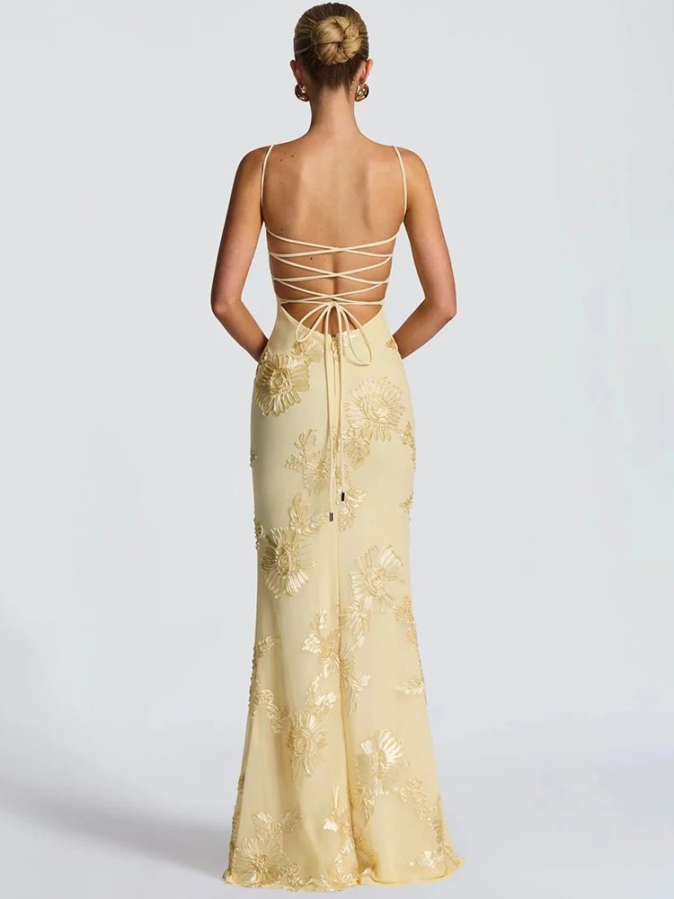 Spaghetti Strap Backless Maxi Dress - SN Wigs & More