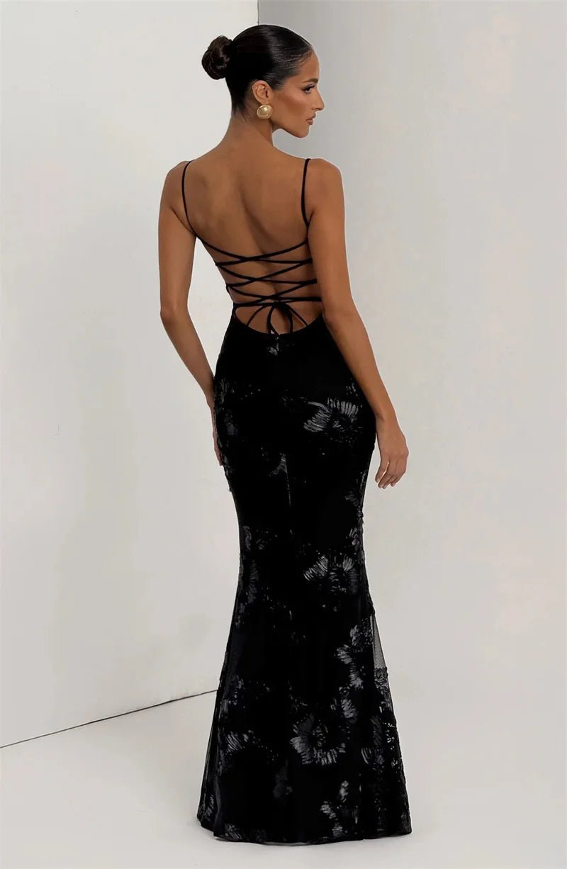 Spaghetti Strap Backless Maxi Dress - SN Wigs & More