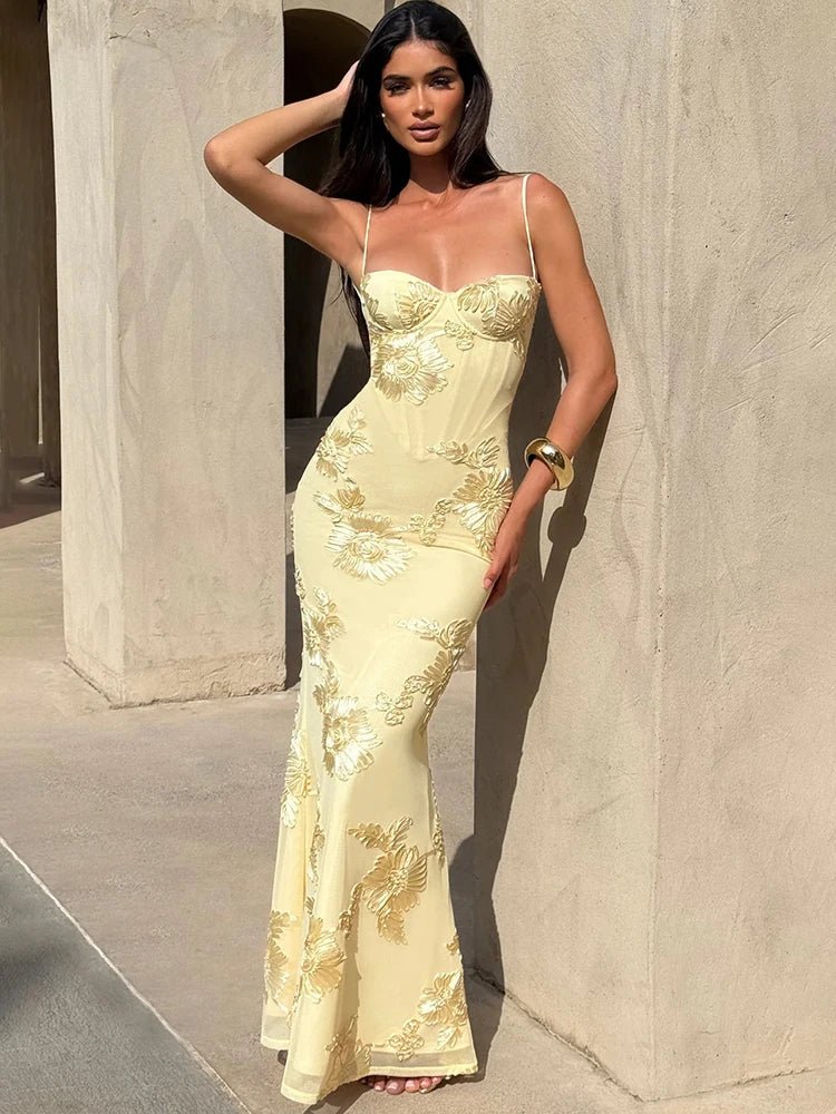 Spaghetti Strap Backless Maxi Dress - SN Wigs & More