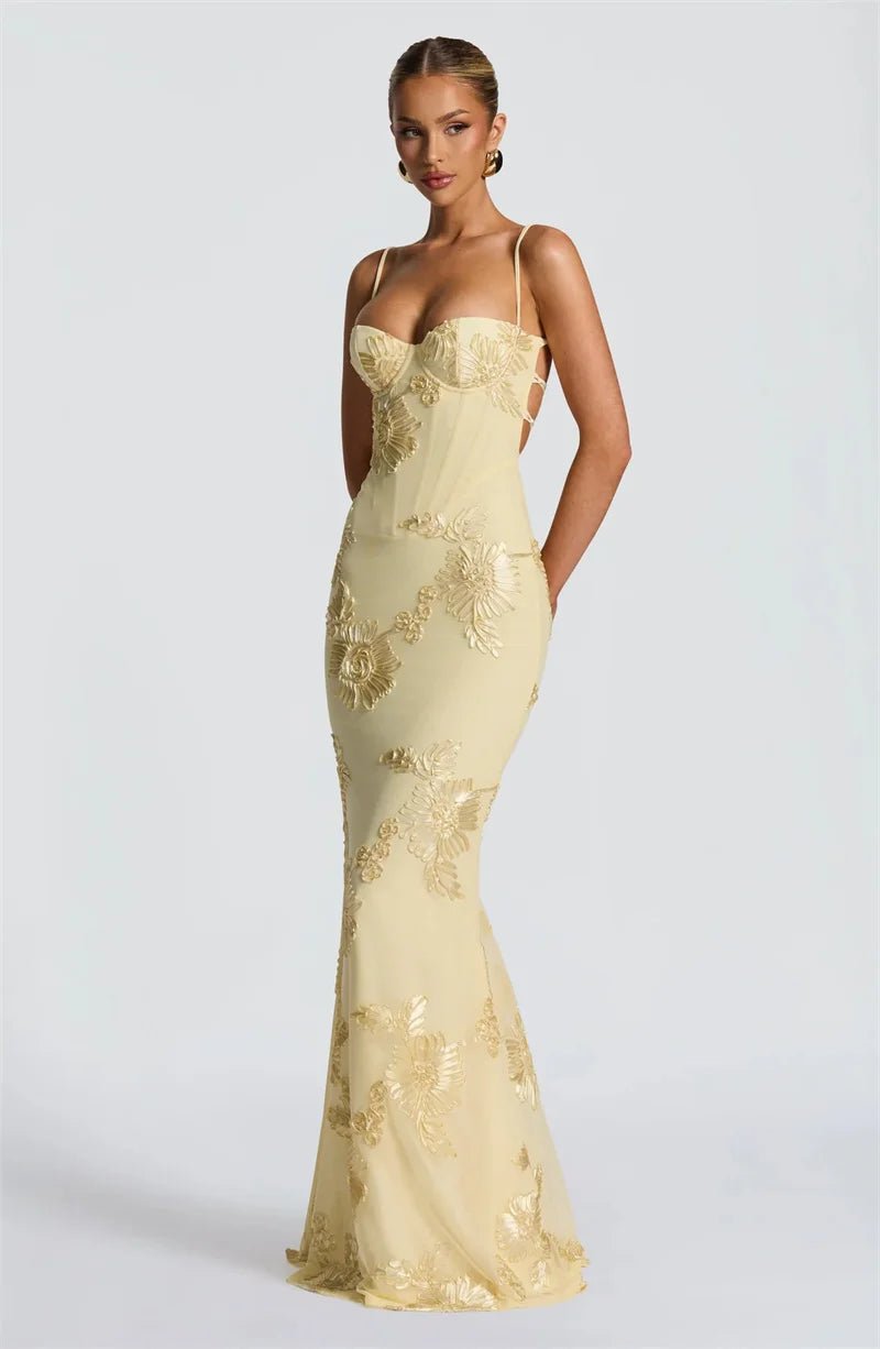 Spaghetti Strap Backless Maxi Dress - SN Wigs & More